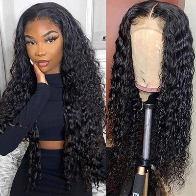 10A Remy Water Wave Hair 4*4 Lace Closure Wig VirginHuman Hair Wigs