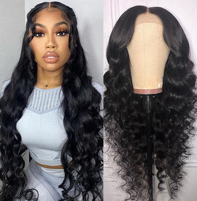 5×5 HD Transparent Lace Closure Loose Deep Wave Human Hair Wig