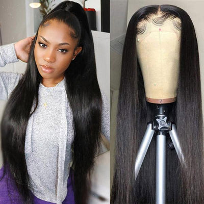 HD Transparent 5*5 Lace Closure Straight Human Hair Wigs 150% Denisty