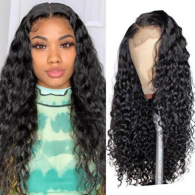 Deep wave Wave Hair 13*4 Lace Front Wig Virgin Remy Human Hair Wigs