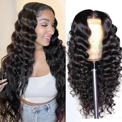 Loose Deep Wave Hair 4*4 Lace Closure Wig Virgin Remy Human Hair Allove Hair