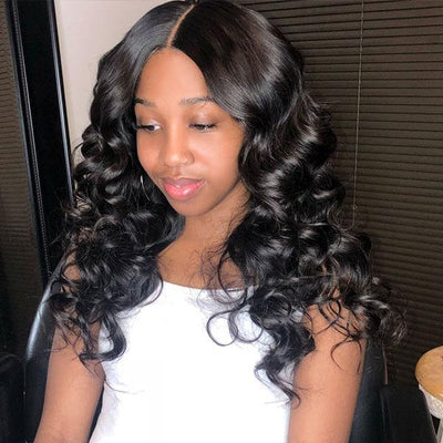 Allove Hair Brazilian Loose Wave Virgin Human Hair 3 Bundles with 13*4 Lace Frontal : ALLOVEHAIR