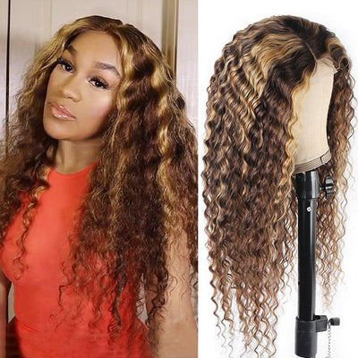 Allove Honey Blonde Color Deep Wave 13×4 HD Lace Front Human Hair Wig